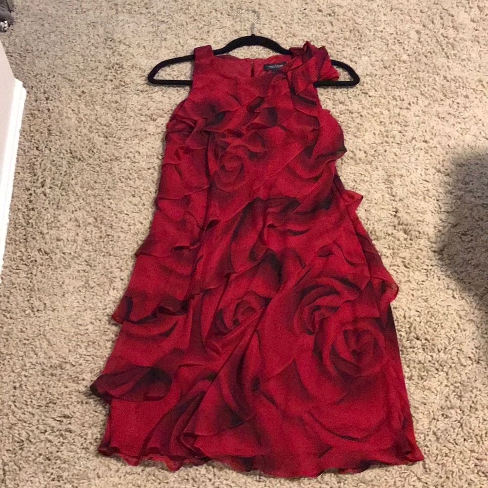 Red And black ruffled dress